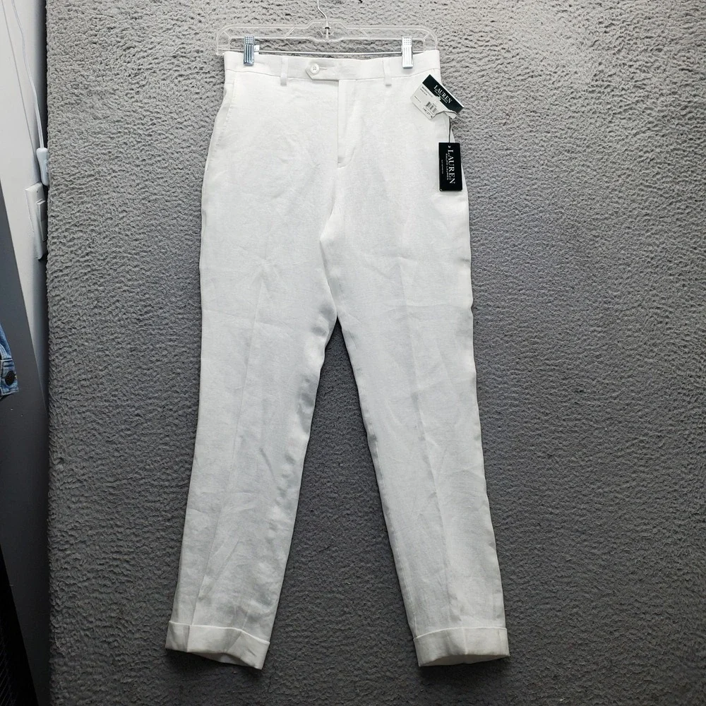 Lauren Ralph Lauren 2 Piece Suit Boys 14R White Linen Single Breasted Classic